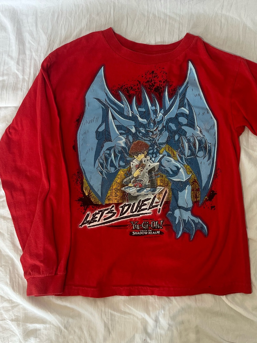 Vintage Yu-Gi-Oh Red Long Sleeve T Shirt Youth M Enter The Shadow Realm Yugioh